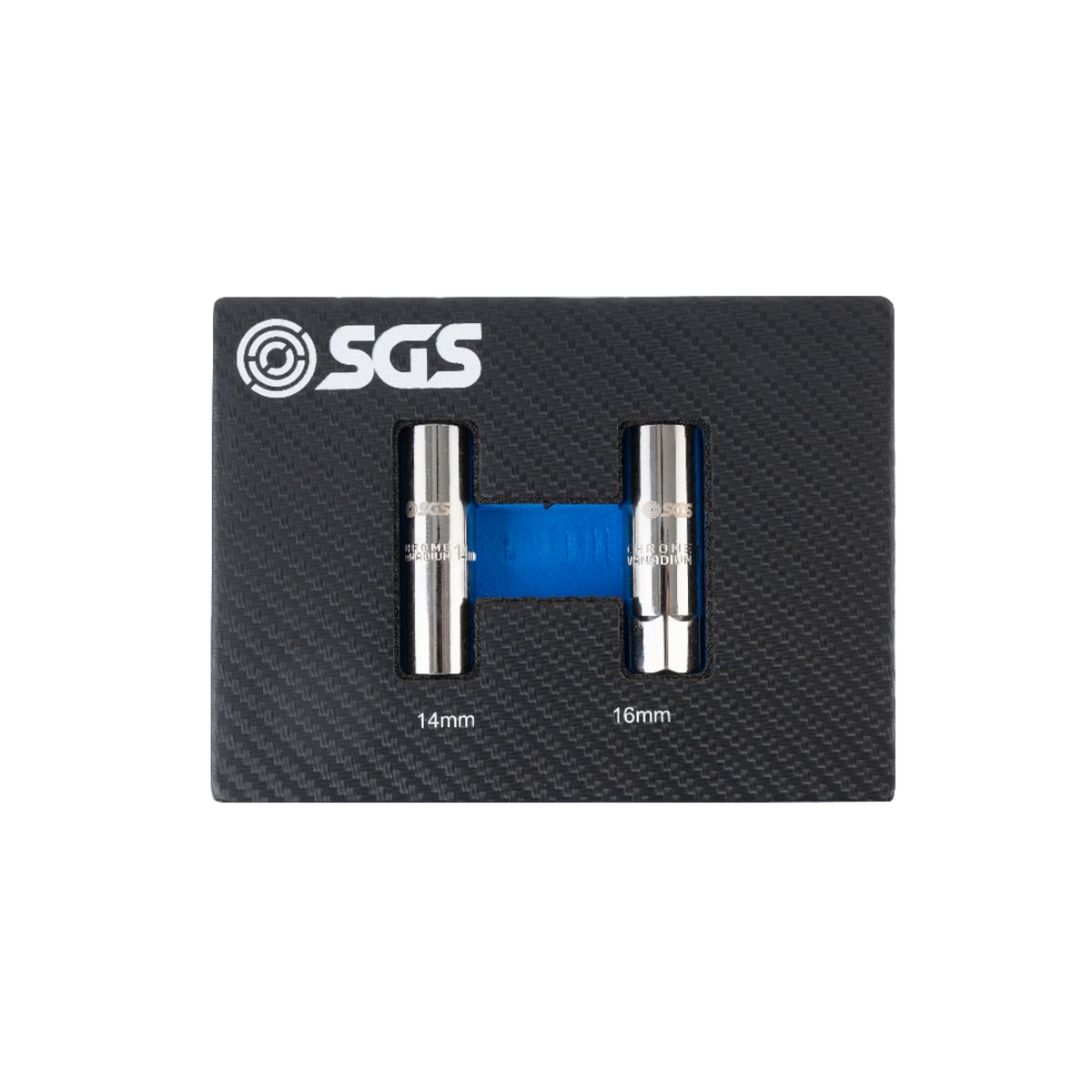 SGS 2pc 3/8in Drive Thin Wall Spark Plug Socket Set | 14mm, 16mm | Foam Insert